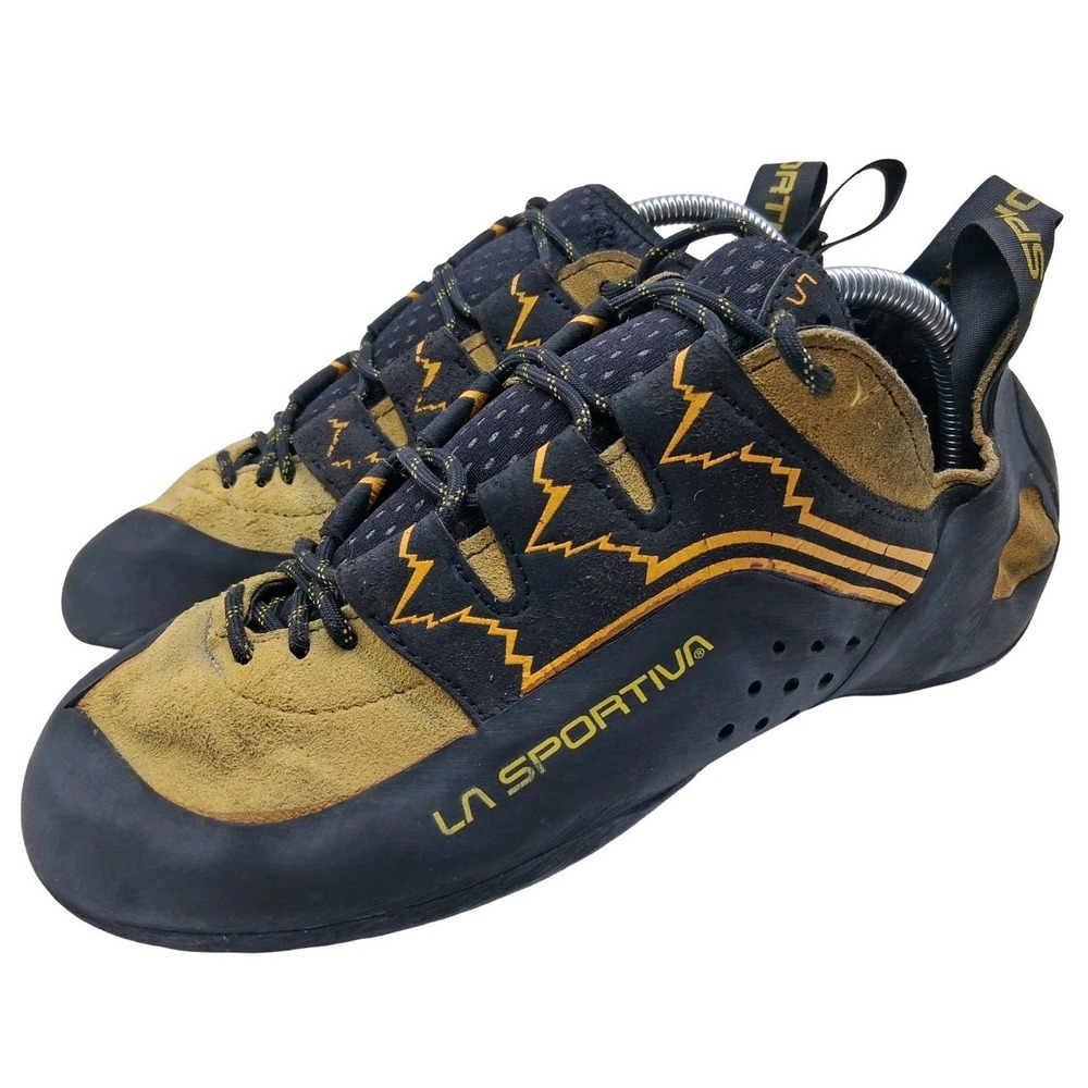 La Sportiva Rock Climbing Shoes Mens 10.5 EU 43.5 Brown Black Italy Bouldering